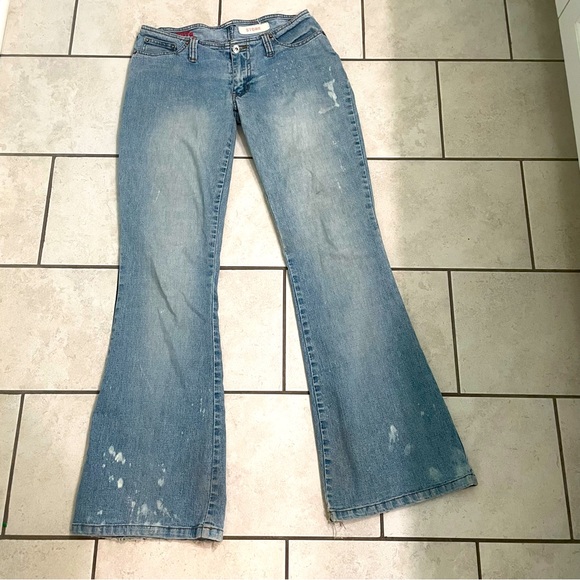 Vintage Denim - Vintage 90s Grunge Distressed Low Rise Flare Womens Jeans
